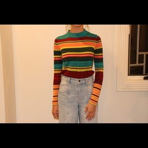 Free People Striped Mock Turtleneck